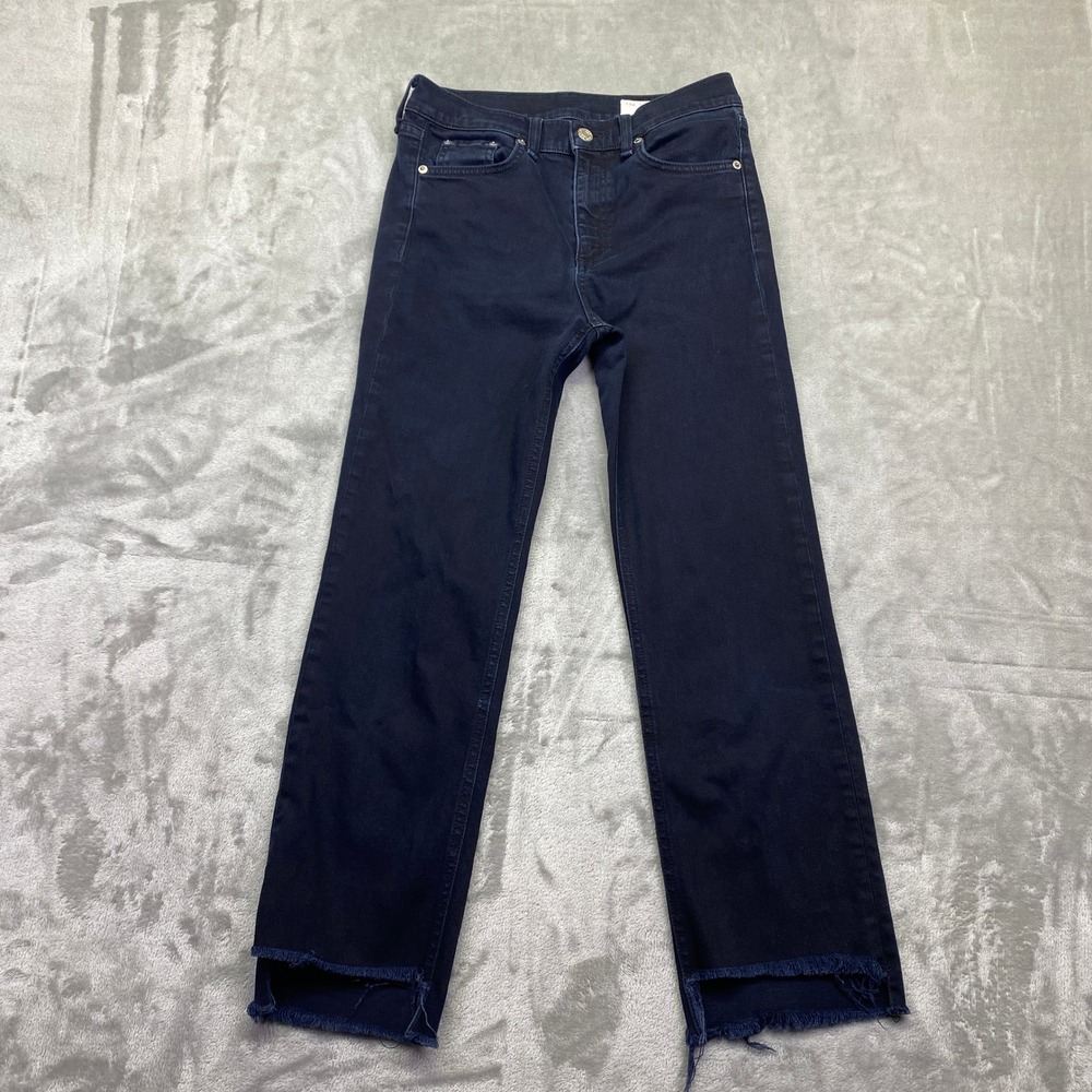Rag & Bone Ryan Straight Leg Jeans Dark Indigo Raw Step Hem Size 26 Grunge